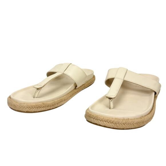 Joie Cream Faux Leather T Strap Slip On Espadrilles Sandals Sz 8.5M Lightweight - Picture 3 of 16